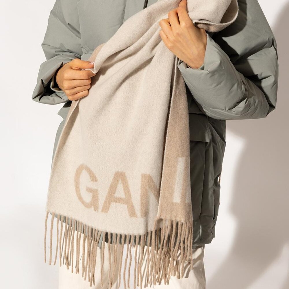 Ganni Fringe Wool Scarf
